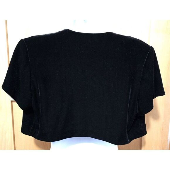 Velvet Black Short Sleeve Bolero Jacket Shrug For Women Size M By Tiana B - Picture 7 of 10